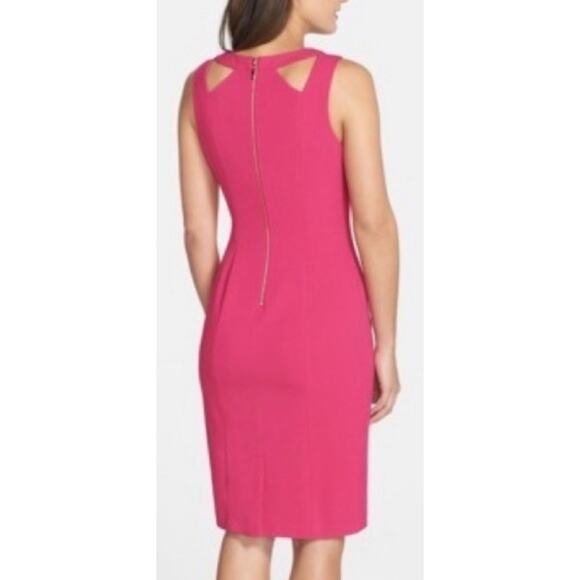 Eliza J Pink Sheath Dress Womens 10 Cut Out Hot Pink Barbie Wedding Guest Short - Picture 4 of 7